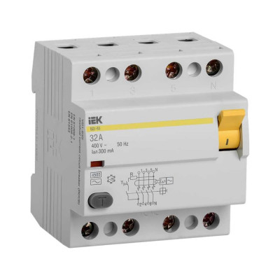Выключатель дифференциального тока IEK 4п 32A 300mA тип AC ВД1-63 ИЭК MDV10-4-032-300