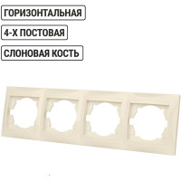 Четырехпостовая горизонтальная рамка, слоновая кость TDM ELECTRIC Лама SQ1815-0132