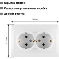 Двойная розетка, белая 2П+З 16А 250В TDM ELECTRIC Таймыр SQ1814-0014