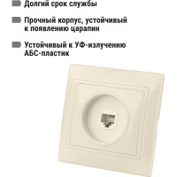 Телефонная розетка, слоновая кость RJ11 TDM ELECTRIC Таймыр SQ1814-0120