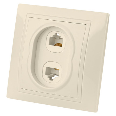 Телефонная розетка RJ11 + компьютерная RJ45, слоновая кость TDM ELECTRIC Таймыр SQ1814-0123