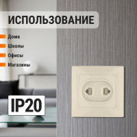 Телефонная розетка RJ11 + компьютерная RJ45, слоновая кость TDM ELECTRIC Таймыр SQ1814-0123
