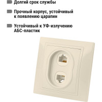 Телефонная розетка RJ11 + компьютерная RJ45, слоновая кость TDM ELECTRIC Таймыр SQ1814-0123