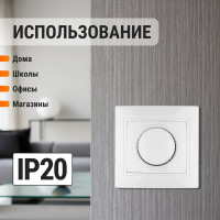 Светорегулятор TDM ELECTRIC Таймыр белый поворотный RL 300 Вт SQ1814-0024