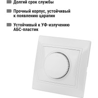 Светорегулятор TDM ELECTRIC Таймыр белый поворотный RL 300 Вт SQ1814-0024