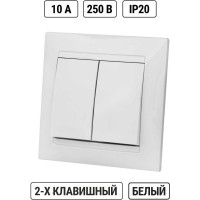 Двухклавишный выключатель TDM ELECTRIC белый Лама SQ1815-0002