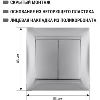 Выключатель на 2 направления 2 клавишный серебристый металлик TDM ELECTRIC 10А серия "Лама" SQ1815-0207