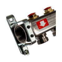 Коллектор из нержавеющей стали без расходомеров, с клапаном выпуска воздуха и сливом STOUT 2 выхода SMS-0932-000002