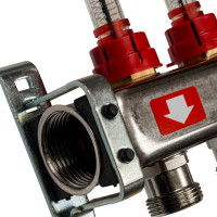 Коллектор из нержавеющей стали с расходомерами, с клапаном вып. воздуха и сливом 8 вых. STOUT SMS-0927-000008