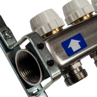 Коллектор из нержавеющей стали с расходомерами, с клапаном вып. воздуха и сливом 8 вых. STOUT SMS-0927-000008