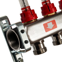 Коллектор из нержавеющей стали с расходомерами, с клапаном вып. воздуха и сливом 9 вых. STOUT SMS-0927-000009