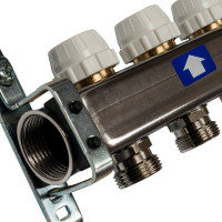 Коллектор из нержавеющей стали с расходомерами, с клапаном вып. воздуха и сливом 9 вых. STOUT SMS-0927-000009