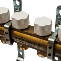 Распределительный коллектор из латуни без расходомеров 4 вых. STOUT SMB 0468 000004