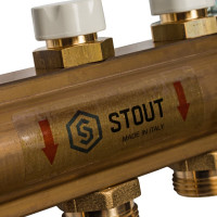 Распределительный коллектор из латуни без расходомеров 5 вых. STOUT SMB 0468 000005