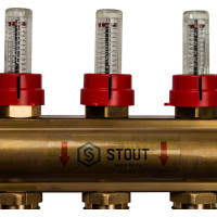 Распределительный коллектор из латуни с расходомерами 5 вых. STOUT SMB 0473 000005