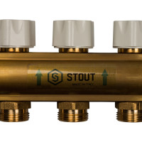 Распределительный коллектор из латуни с расходомерами 5 вых. STOUT SMB 0473 000005