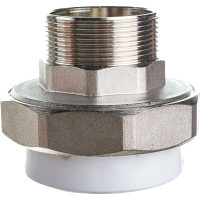 Комбинированная разъемная муфта (американка) PRO AQUA PP-R НР белая d-63 2" PA21024b