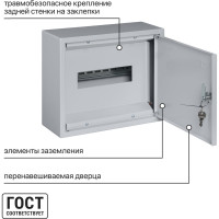 Распределительный навесной щит ЩРН-09 265х310х120 TDM ELECTRIC SQ0905-0010