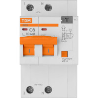 Дифференциальный автомат TDM ELECTRIC АД12 2Р, 6А, 10мА SQ0204-0101