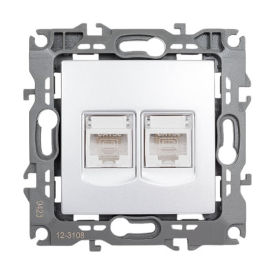 ЭРА 12-3108-03 Розетка информационная двойная 2XRJ45, IP20, 12, алюминий Б0014731