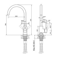 Смеситель для кухни Paulmark HOLSTEIN, брашированная сталь,  Ho212063-BS