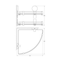 Двухъярусная угловая полка Artwelle 26 cm матовое стекло; хром HAR 040