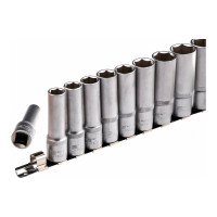 Набор удлиненных торцевых головок 1/2", 6-ти гр CrV, 10-22 мм, 10 шт. STELS 13603