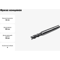Фреза концевая (36 мм; z=6; Р6М5; КМ3) HORTZ 351891