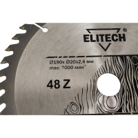 Диск пильный по дереву (190х20/16 мм; 2.4 мм; 48Z) Elitech 1820.053900