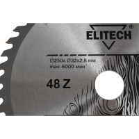 Диск пильный по дереву (250х32/30 мм; 2.8 мм; 48Z) Elitech 1820.056500