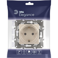 Розетка со шторками ЭРА Elegance 2P+E Schuko, 16A-250В, IP20, шампань 14-2102-04 Б0034275
