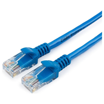 Медный патч-корд Cablexpert UTP кат.5e, 0.5м, литой, многожильный синий PP10-0.5M/B
