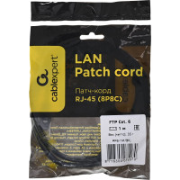Патч-корд Cablexpert FTP кат.6, 1м, литой, многожильный чёрный PP6-1M/BK