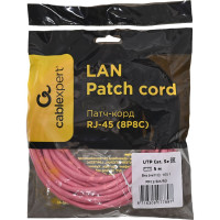 Патч-корд Cablexpert UTP PP12-5M/R кат.5e, 5м, литой, многожильный розовый PP12-5M/RO