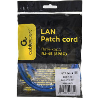 Патч-корд Cablexpert UTP кат.6, 1м, литой, многожильный синий PP6U-1M/B