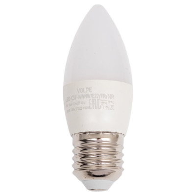 Светодиодная лампа Volpe LED-C37-9W/NW/E27/FR/NR. Форма свеча, матовая. UL-00003806