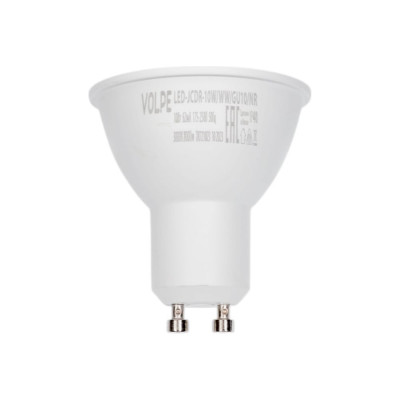 Светодиодная лампа Volpe LED-JCDR-10W/WW/GU10/NR. Форма JCDR, матовая. UL-00003842