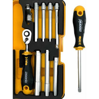 Набор стержней M-TEC с трещоткой и отверткой 1/4" Felo ERGONIC в кейсе, 10 шт 05781006