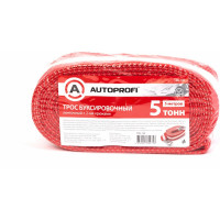 Буксировочный трос AUTOPROFI лента, 5т, с 2-мя крюками, термоупаковка, длина - 5 м, ширина - 50 мм TRL-50