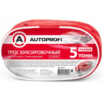 Буксировочный трос AUTOPROFI лента, 5т, с 2-мя крюками, сумка, длина - 5 м, ширина - 50 мм TRL-50 1