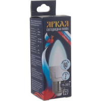 Светодиодная лампа Uniel Форма свеча, матовая. Серия ЯРКАЯ LED-C37 7W/NW/E27/FR PLP01WH UL-00002412