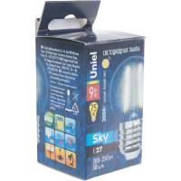 Светодиодная лампа Uniel Форма шар Серия Sky LED-G45-9W/3000K/E27/CL PLS02WH UL-00005174