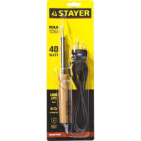 Паяльник Stayer с деревянной рукояткой MASTER MAXTerm 40 Вт конус 55310-40