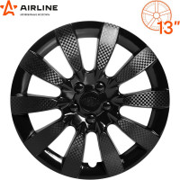 Колесные колпаки Airline 13" Торнадо, черный глянец, карбон, комплект 2 шт. AWCC-13-09