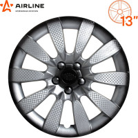 Колесные колпаки Airline 13" Торнадо + , серебристо-черный, карбон, комплект 2 шт. AWCC-13-07
