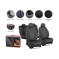 Чехлы Airline для Lada X-RAY Лима, 12 предметов, задняя спинка 1/3, экокожа перф., черные ACCS-L-44
