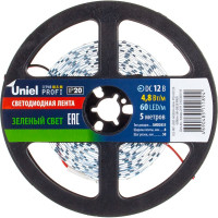 Гибкая светодиодная лента Uniel PROFI ULS-M11-2835-60LED/m-8mm-IP20-DC12V-4,8W/m-5M-GREEN UL-00004360