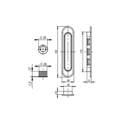 Ручка для раздвижных дверей Armadillo SH010-WAB-11 27621