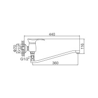 LEDEME Смеситель для ванны Картридж д.40мм длинный излив L40S L2101 89572