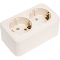Розетка Intro 320402 2х2PE Schuko,16А, 250В, IP20, ОУ, Polo, слоновая кость Б0036131